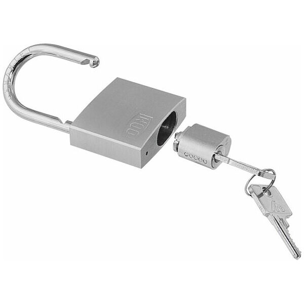 Precision cylinder lock with lock barrel, shared key 45 mm