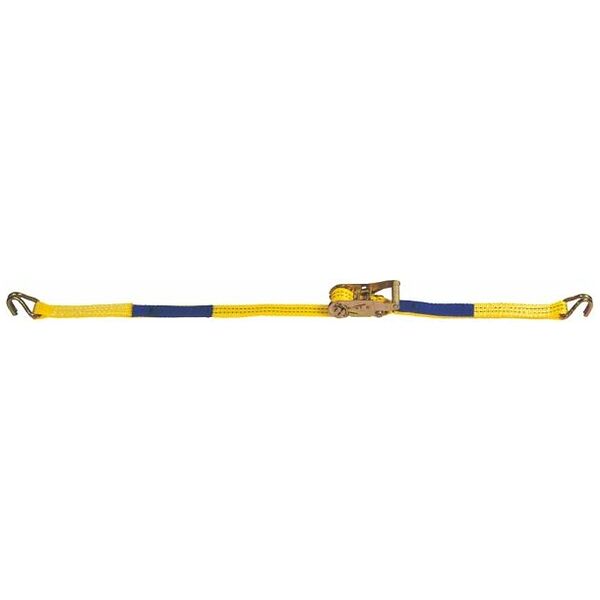 2-piece lashing strap with ratchet and end hook
