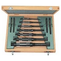 Adjustable hand reamer set, in a wooden box