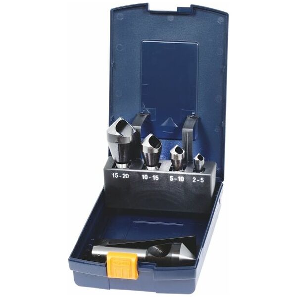 Set of deburring countersinks in a case 90°