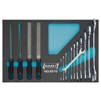 Værktøjssæt ∙ Dobbelt gaffelnøgle ∙ Filer ∙ Udvendig sekskantprofil ∙ 519 mm x 342 mm