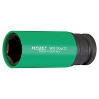 Impact socket ∙ hexagon 22 mm Outside hexagon traction profile Square, hollow 12.5 mm (1/2 inch)