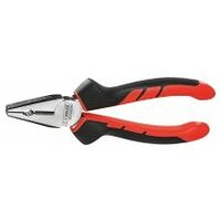 Vanadium combination pliers, bright finished, with two-component grips  180 mm