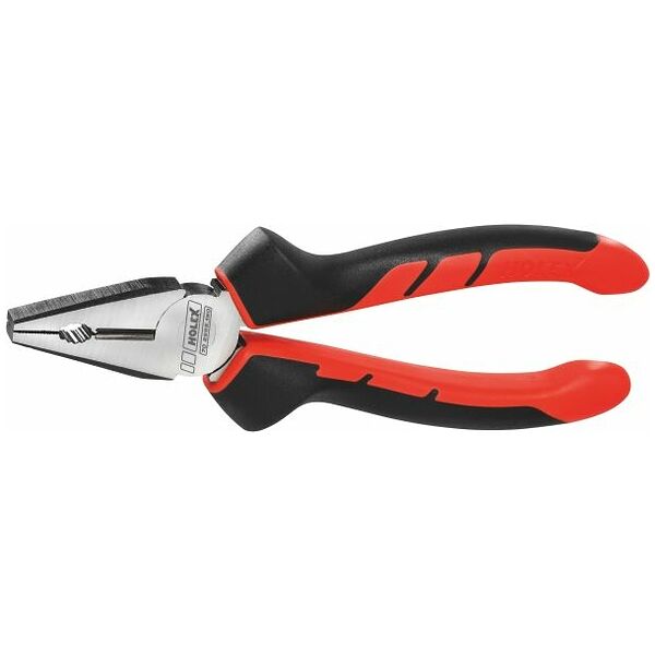 Vanadium combination pliers, bright finished, with two-component grips  180 mm