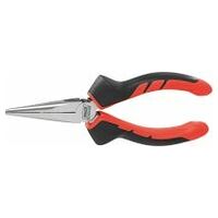 Long snipe nose pliers, bright finished, with coated grips  160 mm