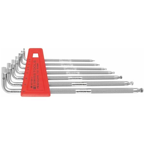 Hexagon key L-wrench set, long with knurling 7