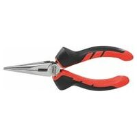 Snipe-nose pliers, straight, bright finished, with grips