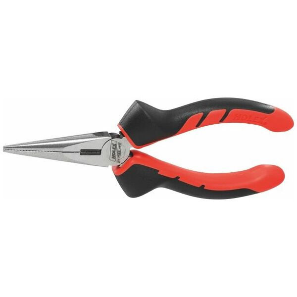 Snipe-nose pliers, straight, bright finished, with grips  160 mm