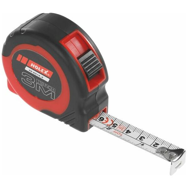 Tape measure with mm/inch graduations