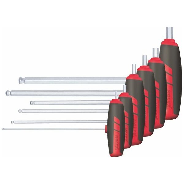 Hexagon screwdriver set with ball point, chrome-plated 6
