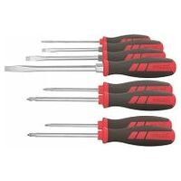 Screwdriver set, 8 pieces for slot-head, Phillips and Pozidriv 4/2/2