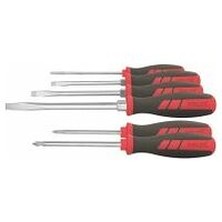 Screwdriver set, 6 pieces for slot-head and Pozidriv 4/2