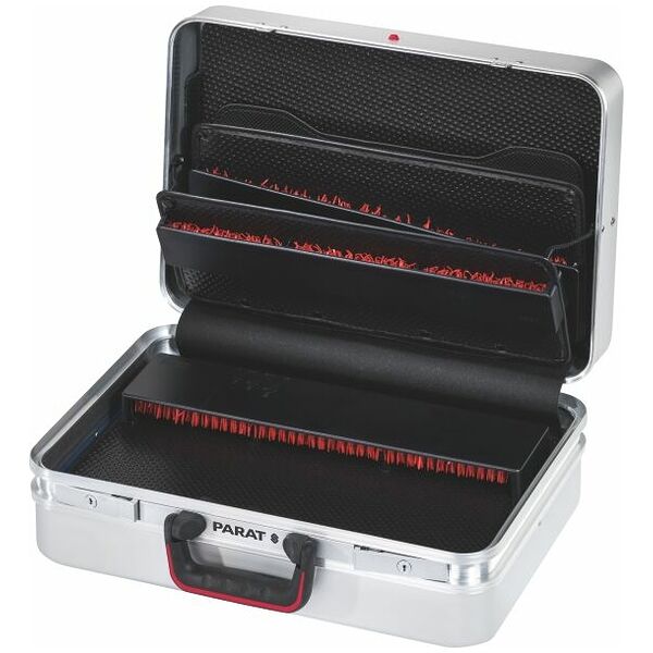 Aliumininis įrankių lagaminas su dugno įdėklu ir 3 įrankių lentomis  1