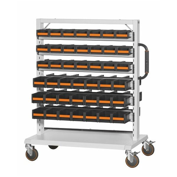 Assembly trolley, fitted with GARANT open storage bins  84
