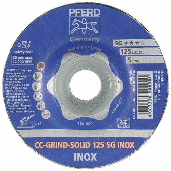 CC-GRIND-SOLID SG-INOX abrasive disc 125 mm