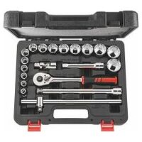 Socket set, 1/2 inch square drive, imperial 20 pieces 20