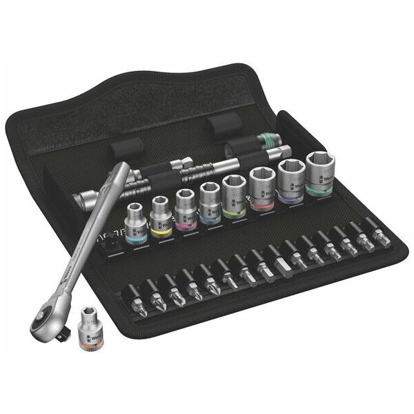 8100 SA 10 Zyklop Metal Ratchet Set with push-through square, 1/4″ drive, imperial, 28 pieces