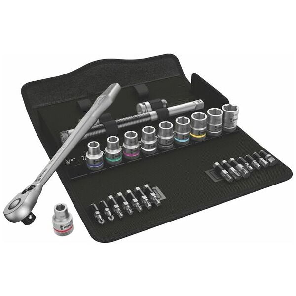 8100 SC 11 Zyklop Metal Ratchet Set with switch lever, 1/2″ drive, imperial, 28 pieces