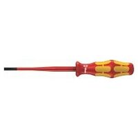 160 iSS VDE Insulated screwdriver with reduced blade and handle diameter for slotted screws, 0.8 x 4 x 100 mm