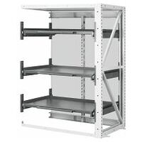 Heavy-duty extension rack with 1 column stile with 100 % extension pull-out shelf  Usable depth 1350 mm