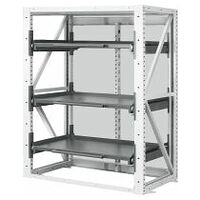 Heavy-duty basic rack with 2 column stiles with 100 % extension pull-out shelf  Usable depth 950 mm