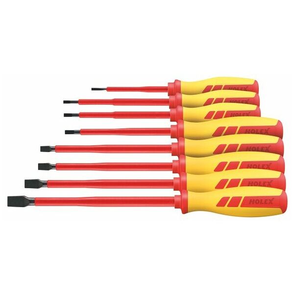 Electrician's screwdriver set for slot-head fully insulated 8