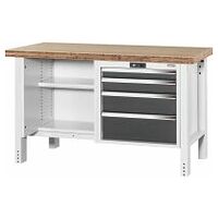 Workbench, left side open, right side 4 drawers, Bamboo worktop 20×20G