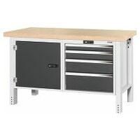 Workbench, left side cupboard, right side 4 drawers, Beech marine ply worktop 20×20G