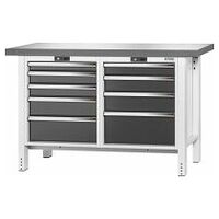 Workbench, 9 drawers, Eluplan worktop, dark 20×20G