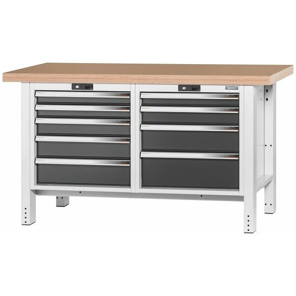 Workbench, 9 drawers, Beech marine ply worktop 1500 mm