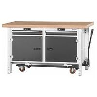 Workbench with undercarriage, height 850 mm with beech marine ply worktop 1500 mm