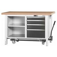 Workbench with undercarriage, height 950 mm with beech marine ply worktop 1500 mm
