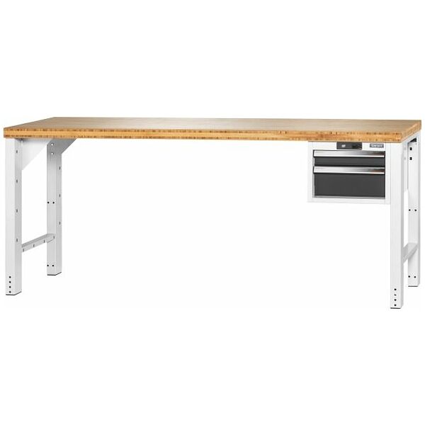 Pracovní stůl Vario s podvěsnou skříňkou 16G, výška 850 mm, bambusová deska 2000/2 mm