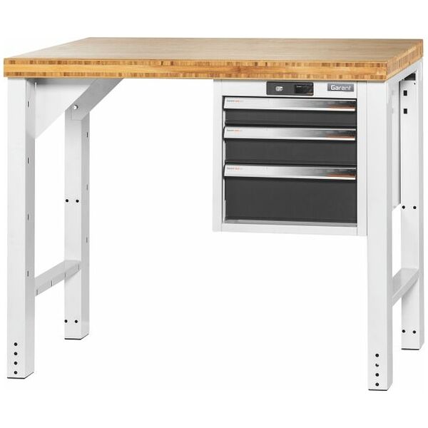 Vario workbench with drawer casing 16G, height 850 mm, Bamboo worktop 1000/3 mm