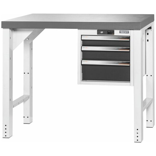 Vario workbench with drawer casing 16G, height 850 mm, Eluplan worktop, dark 1000/3 mm