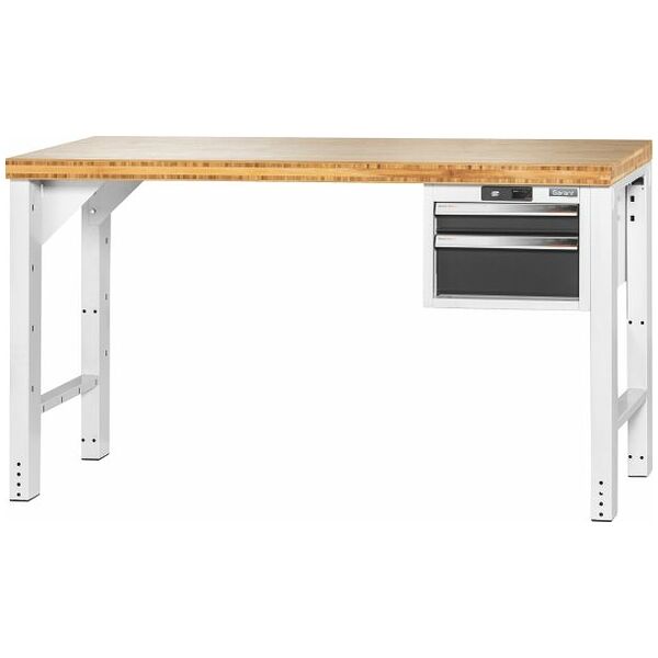 Pracovní stůl Vario s podvěsnou skříňkou 16G, výška 850 mm, bambusová deska 1500/2 mm
