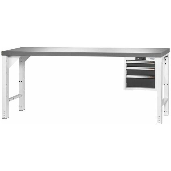 Vario workbench with drawer casing 16G, height 850 mm, Eluplan worktop, dark 2000/3 mm