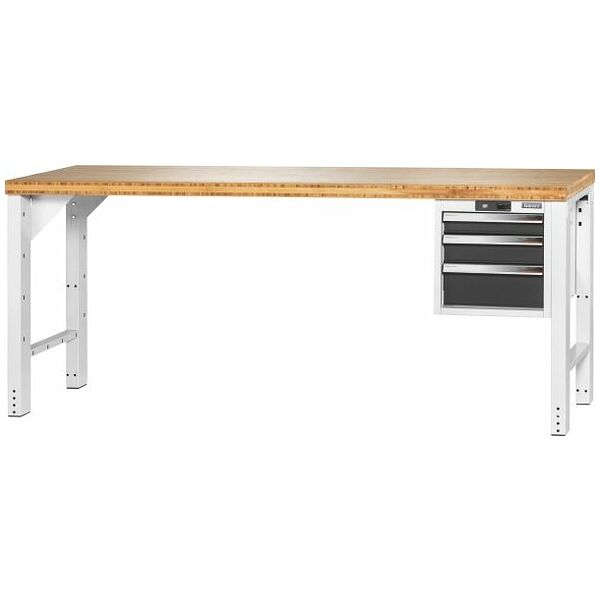 Pracovný stôl Vario s kontajnerom 16G, výška 850 mm, Bambusová doska 2000/3