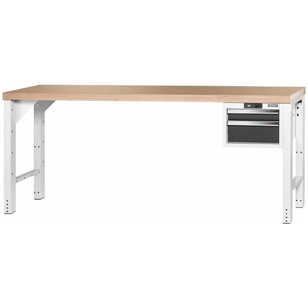 Pracovný stôl Vario s kontajnerom 16G, výška 850 mm, Buková doska Multiplex 2000/2