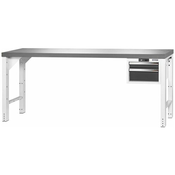 Vario workbench with drawer casing 24G, height 850 mm, Eluplan worktop, dark 2000/2 mm