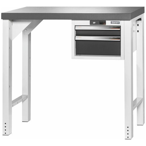 Vario workbench with drawer casing 16G, height 950 mm, Eluplan worktop, dark 1000/2 mm