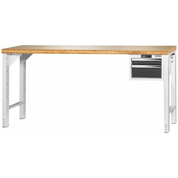 Pracovní stůl Vario se podvěsnou skříňkou 16G, výška 950 mm, bambusová deska 2000/2 mm