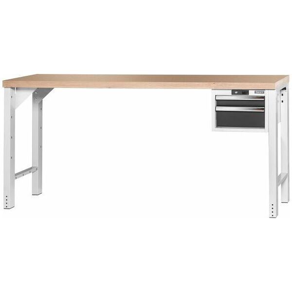 Pracovní stůl Vario se podvěsnou skříňkou 16G, výška 950 mm, deska z bukového Multiplexu 2000/2 mm