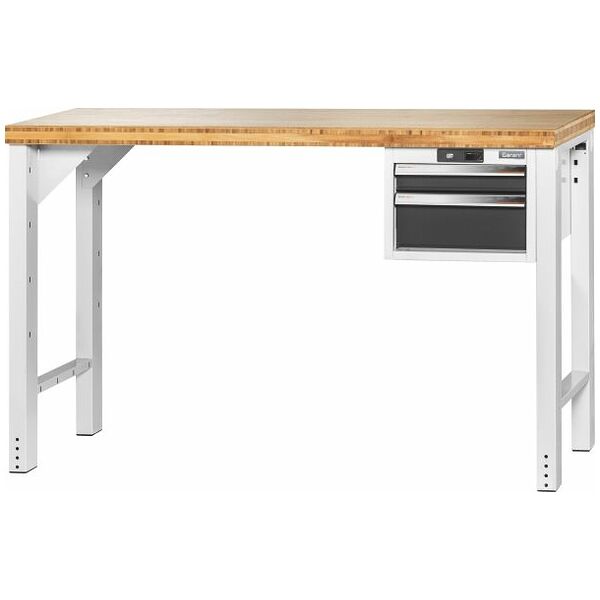 Pracovný stôl Vario s kontajnerom 16G, výška 950 mm, Bambusová doska 1500/2