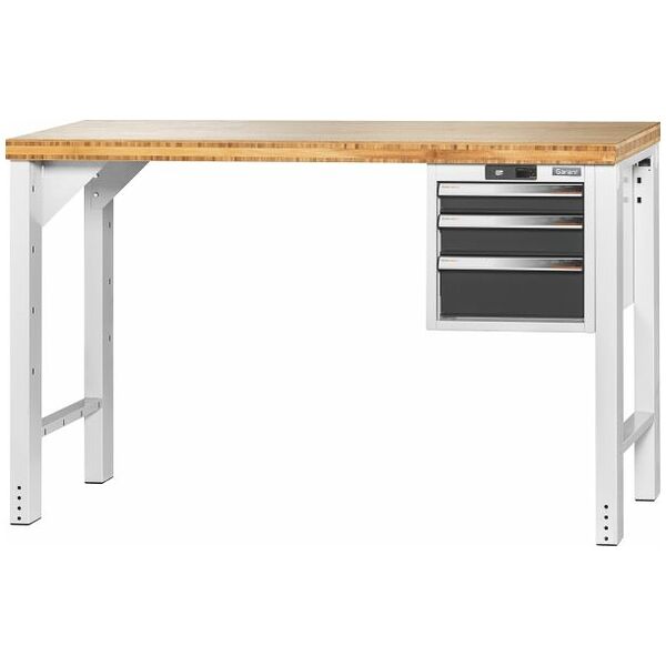 Pracovní stůl Vario se podvěsnou skříňkou 16G, výška 950 mm, bambusová deska 1500/3 mm
