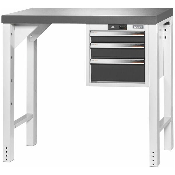 Vario workbench with drawer casing 16G, height 950 mm, Eluplan worktop, dark 1000/3 mm