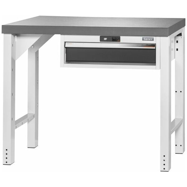 Vario workbench with drawer casing 24G, height 850 mm, Eluplan worktop, dark 1000 mm