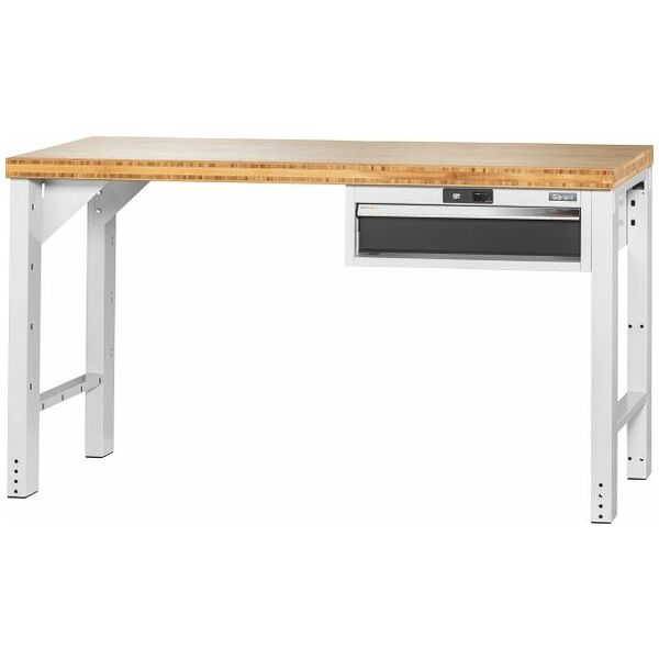 Vario workbench with drawer casing 24G, height 850 mm, Bamboo worktop 1500 mm