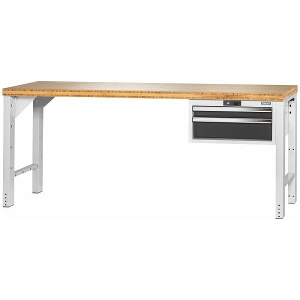 Pracovný stôl Vario s kontajnerom 24G, výška 850 mm, Bambusová doska 2000/2