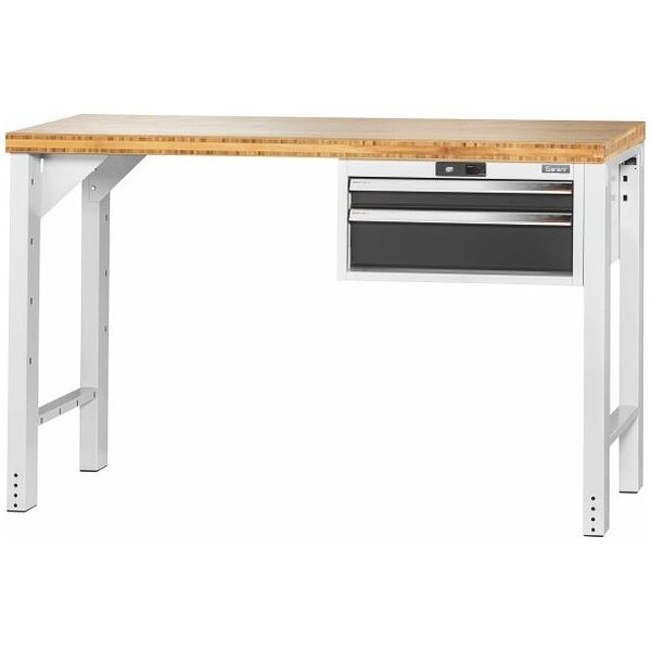 Vario workbench with drawer casing 24G, height 950 mm, Bamboo worktop 1500/2 mm